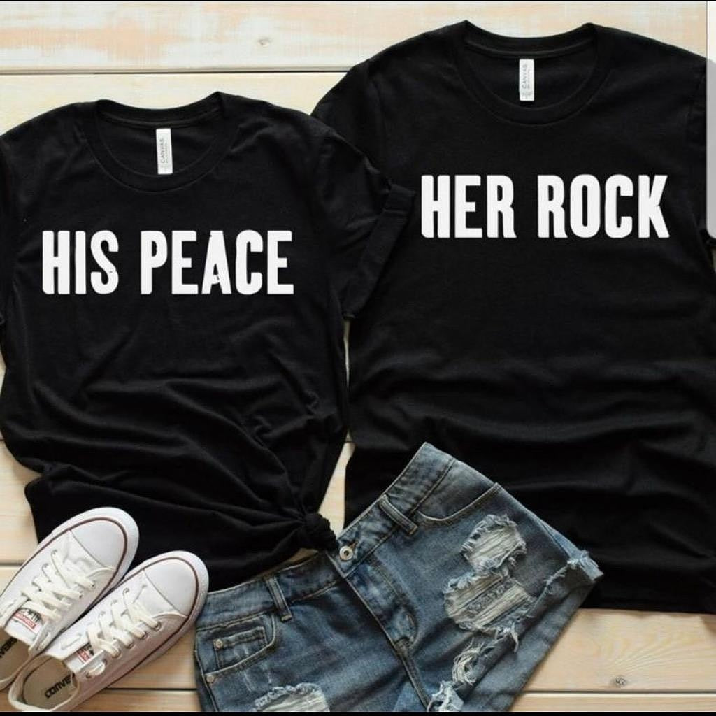 Her Rock/ His Peace Tee Set